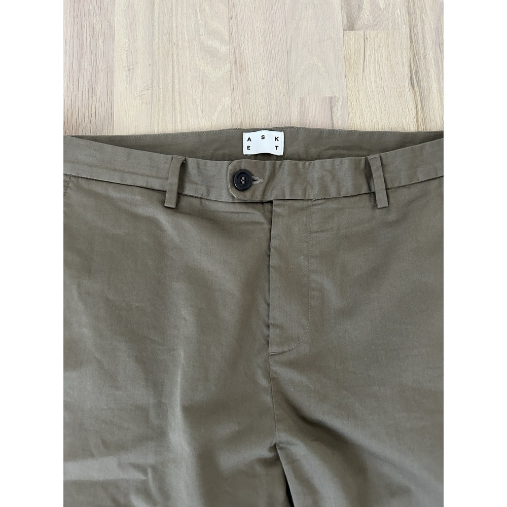 ASKET The Slim Chino Green Pants Green Slim Fit Stretch Cotton Size 33 - Picture 2 of 5